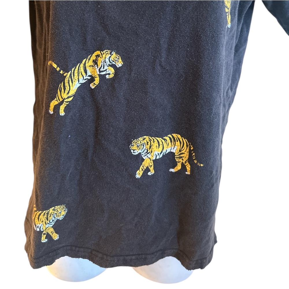 Zutter Tiger Graphic Tee Size Small Washed Black Short Sleeve Relaxed Fit Soft - Picture 5 of 11